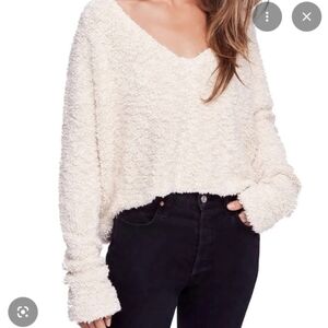 Free People Ivory Popcorn Pullover Medium